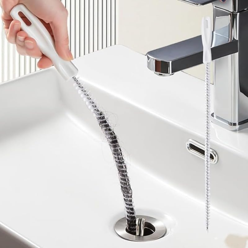 Flexible drain snake brush hair clog remover